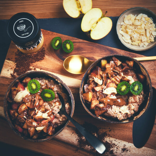 Porridge2 Porridge mit gebratenen Äpfeln, Mandeln und Kokos